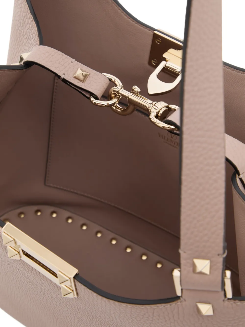 Valentino Garavani Rockstud small shopping bag in grainy calfskin Roze