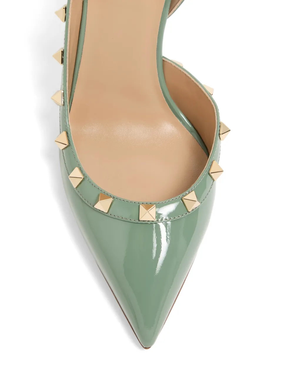 Valentino Garavani 85 mm Rockstud lakleren slingback pumps Groen