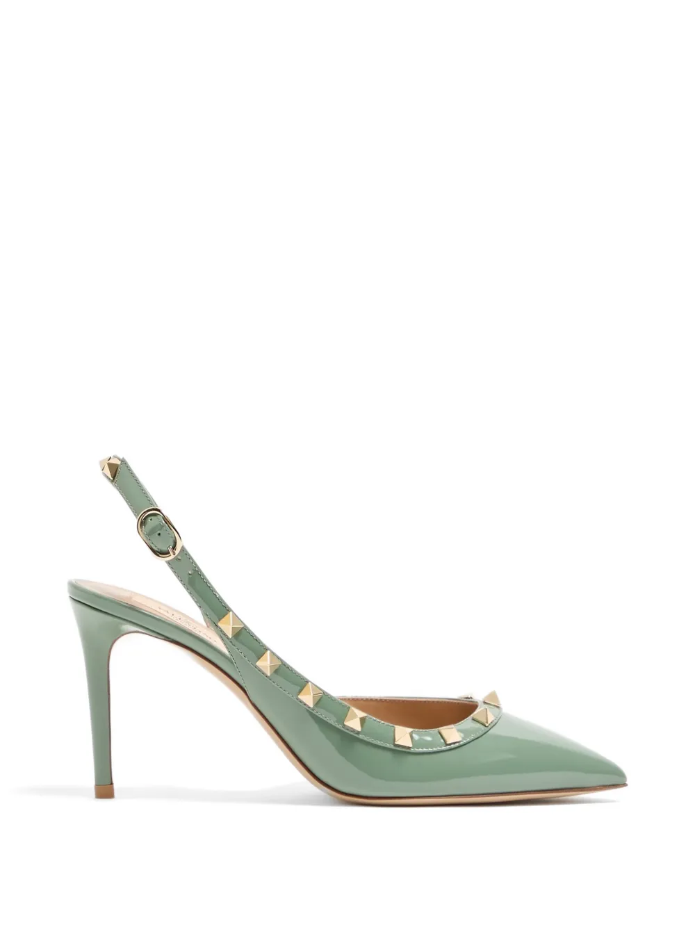 Valentino Garavani 85 mm Rockstud lakleren slingback pumps Groen