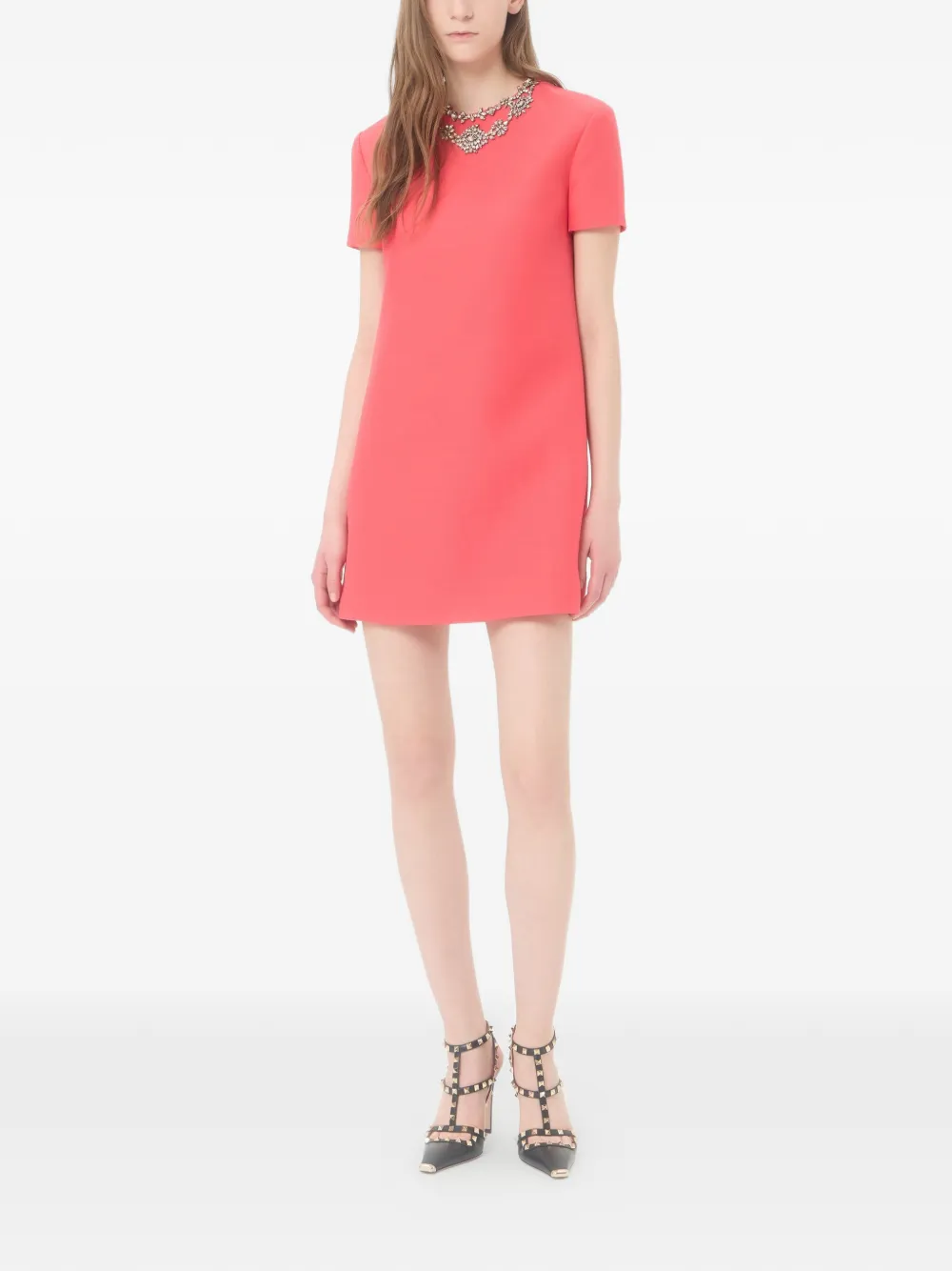 Valentino Garavani Crepe Couture mini-jurk met borduurwerk Roze