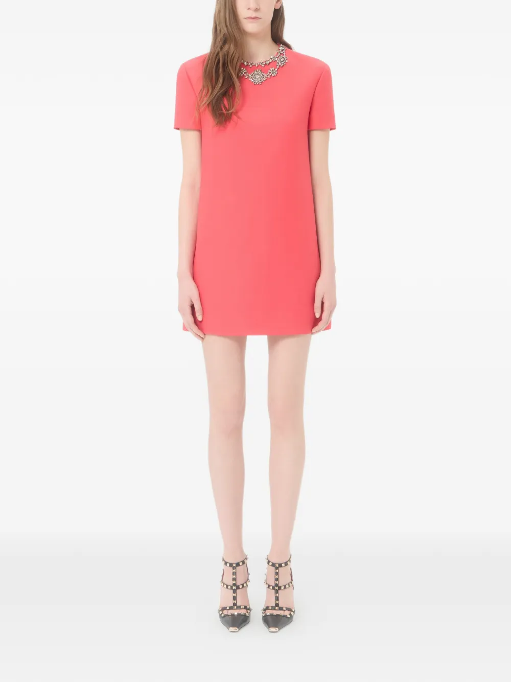 Valentino Garavani Crepe Couture mini-jurk met borduurwerk Roze