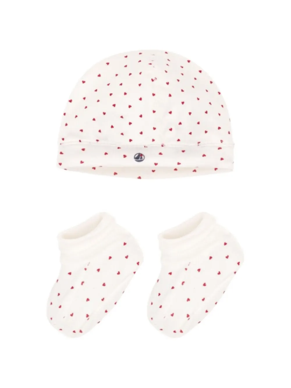 Petit Bateau heart-print hat set - Bianco
