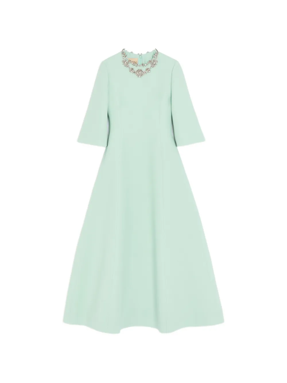 Valentino Garavani crepe couture embroidered midi dress - Verde