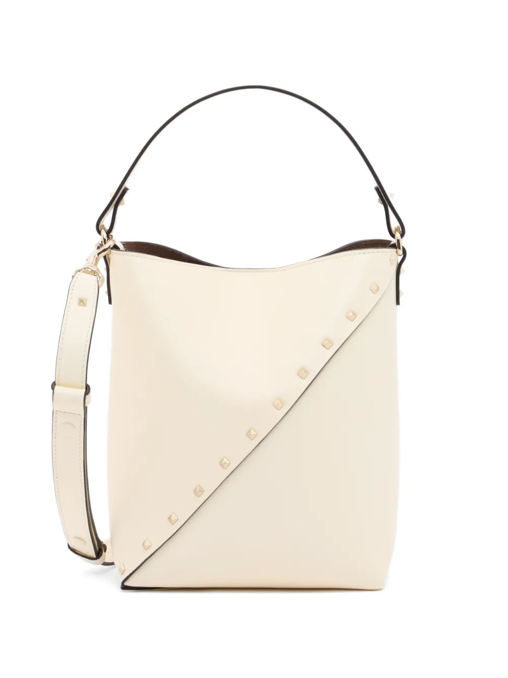 Valentino Garavani Rockstud Wispy calfskin bucket bag - Bianco