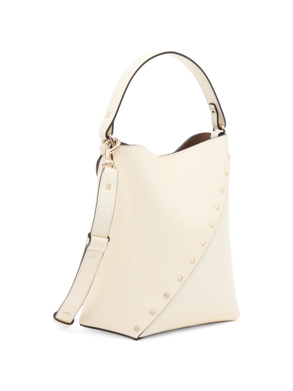 Valentino Garavani Rockstud Wispy calfskin bucket bag Wit