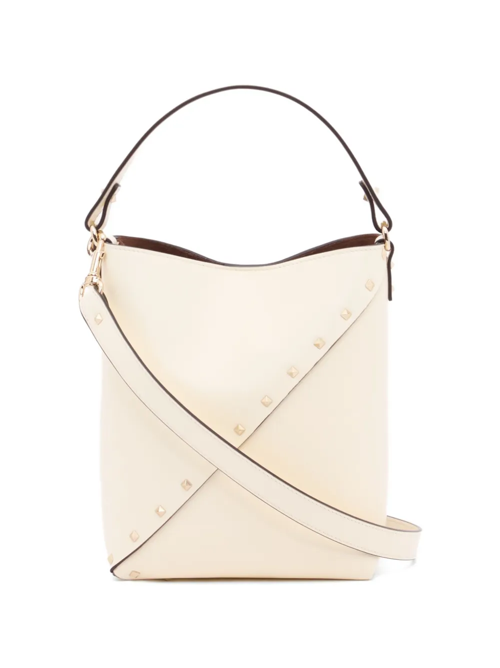 Valentino Garavani Rockstud Wispy calfskin bucket bag Wit