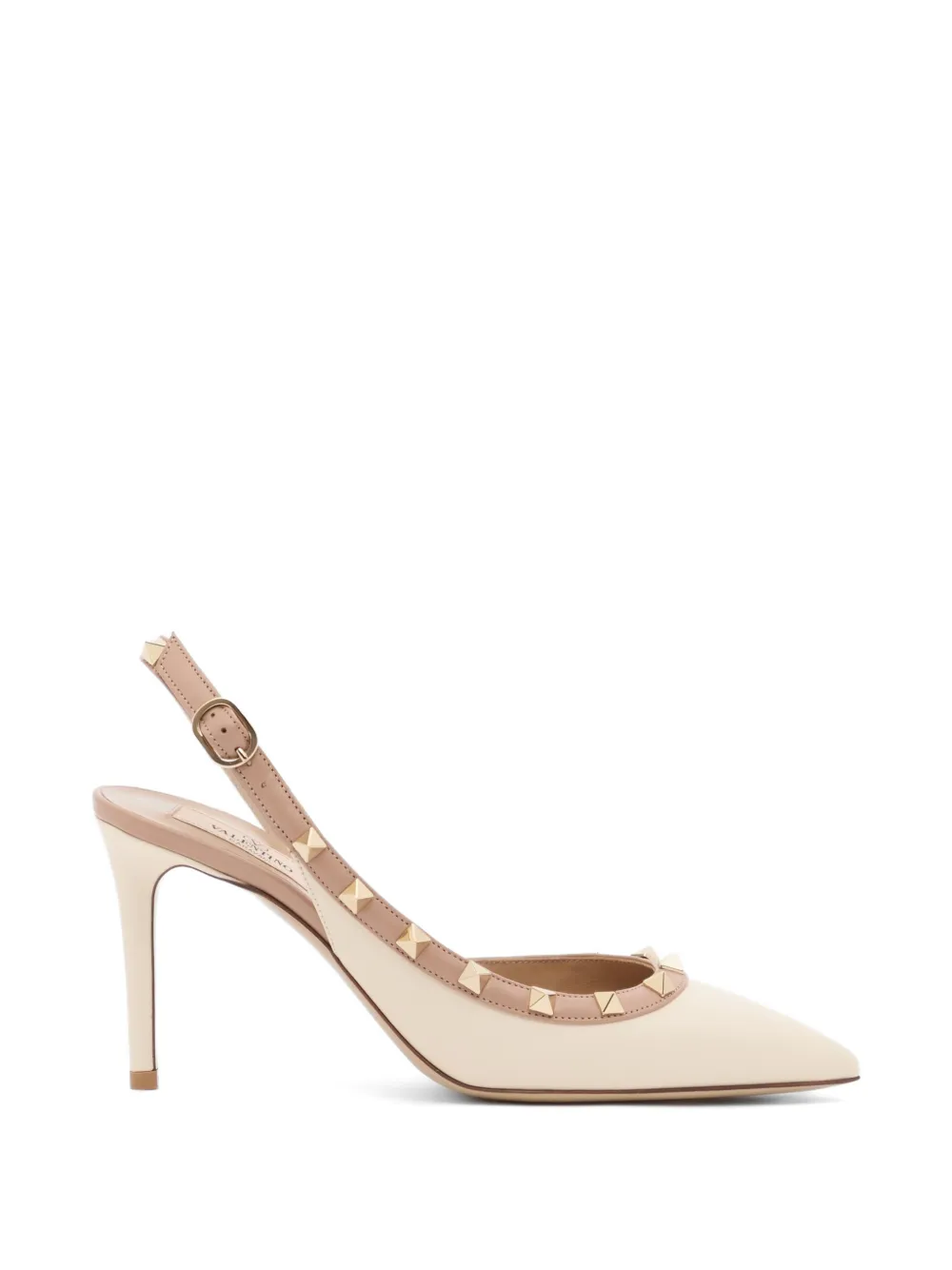 Valentino Garavani Rockstud kalfsleren slingback pumps 85 mm Beige