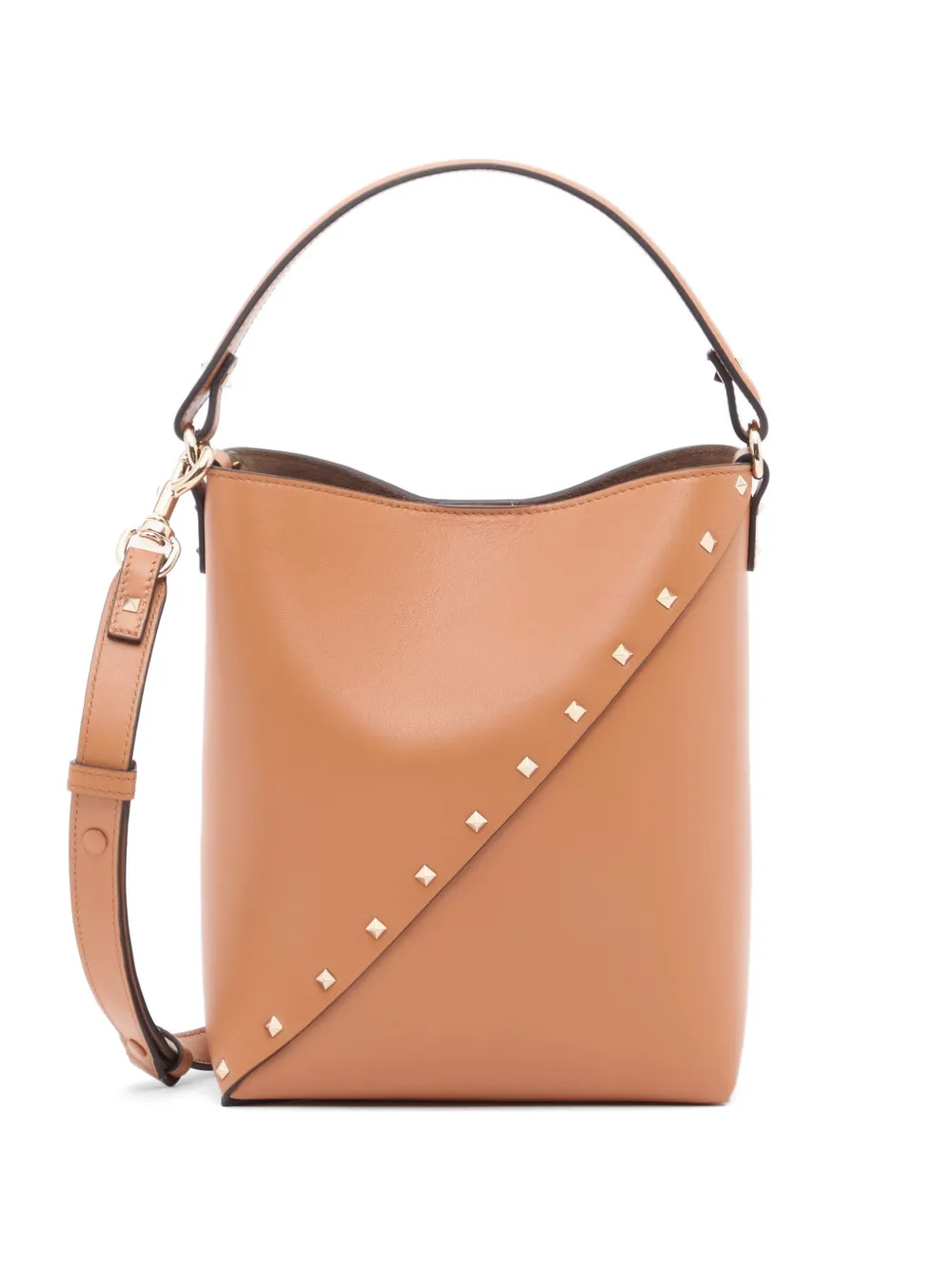 Valentino Garavani Rockstud Wispy calfskin bucket bag - Braun
