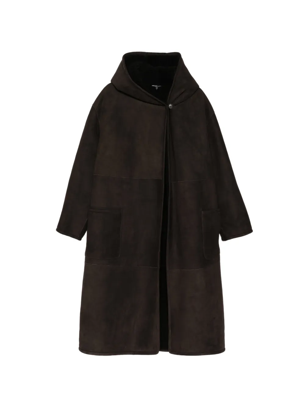 James Perse shearling hooded coat - Marrone