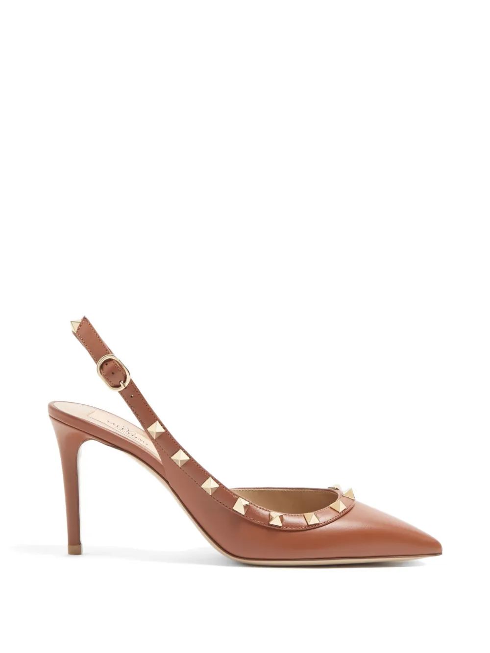 Valentino Garavani Rockstud kalfsleren slingback pumps 85 mm Bruin