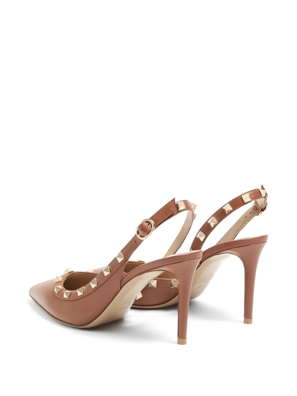 Valentino Garavani Rockstud kalfsleren slingback pumps 85 mm Bruin