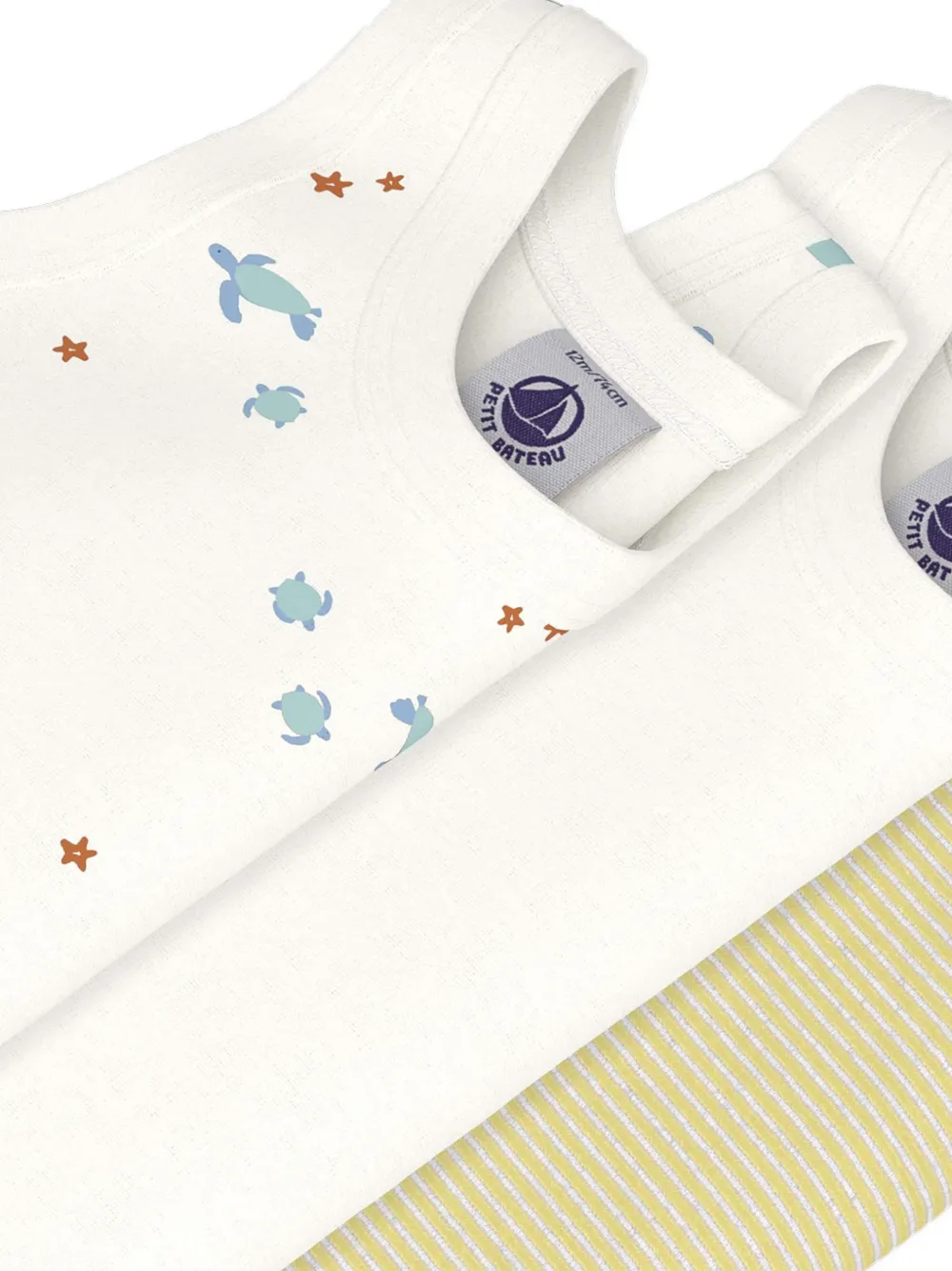 Petit Bateau Drie mouwloze rompers Wit