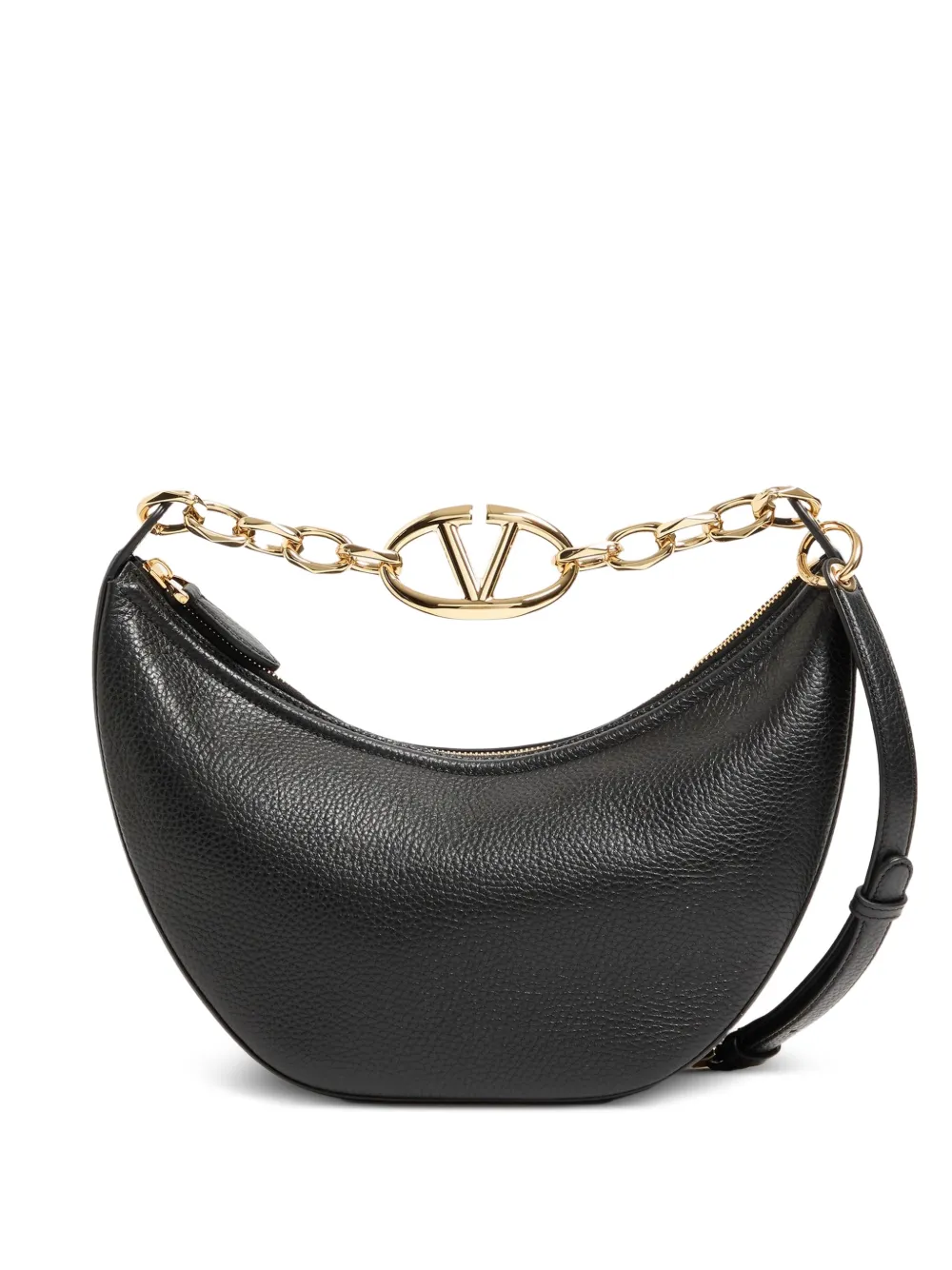 Valentino Garavani VLogo Moon small bag in grainy calfskin with chain - Nero