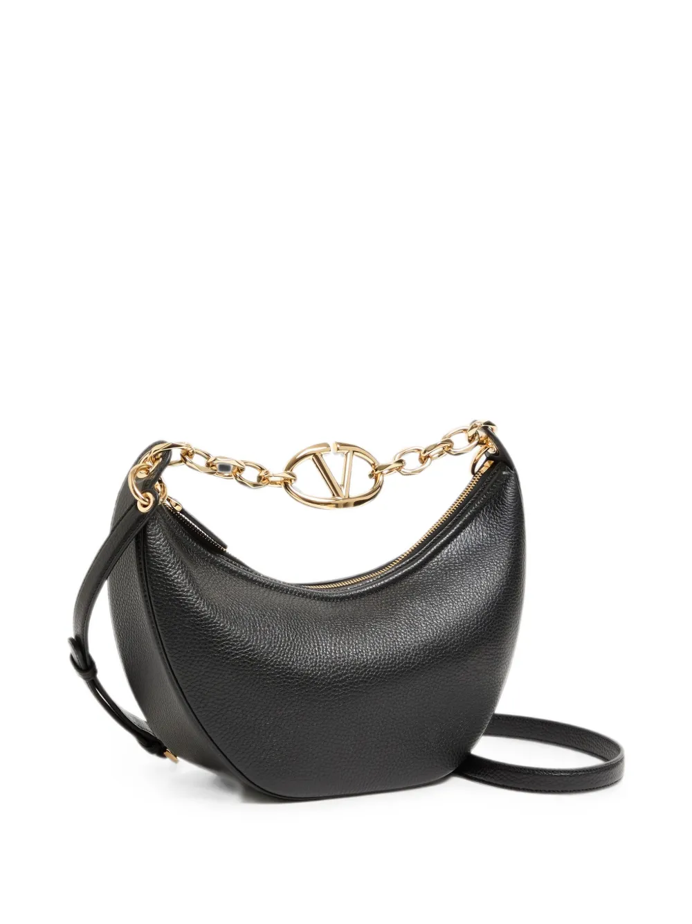 Valentino Garavani VLogo Moon small bag in grainy calfskin with chain Zwart