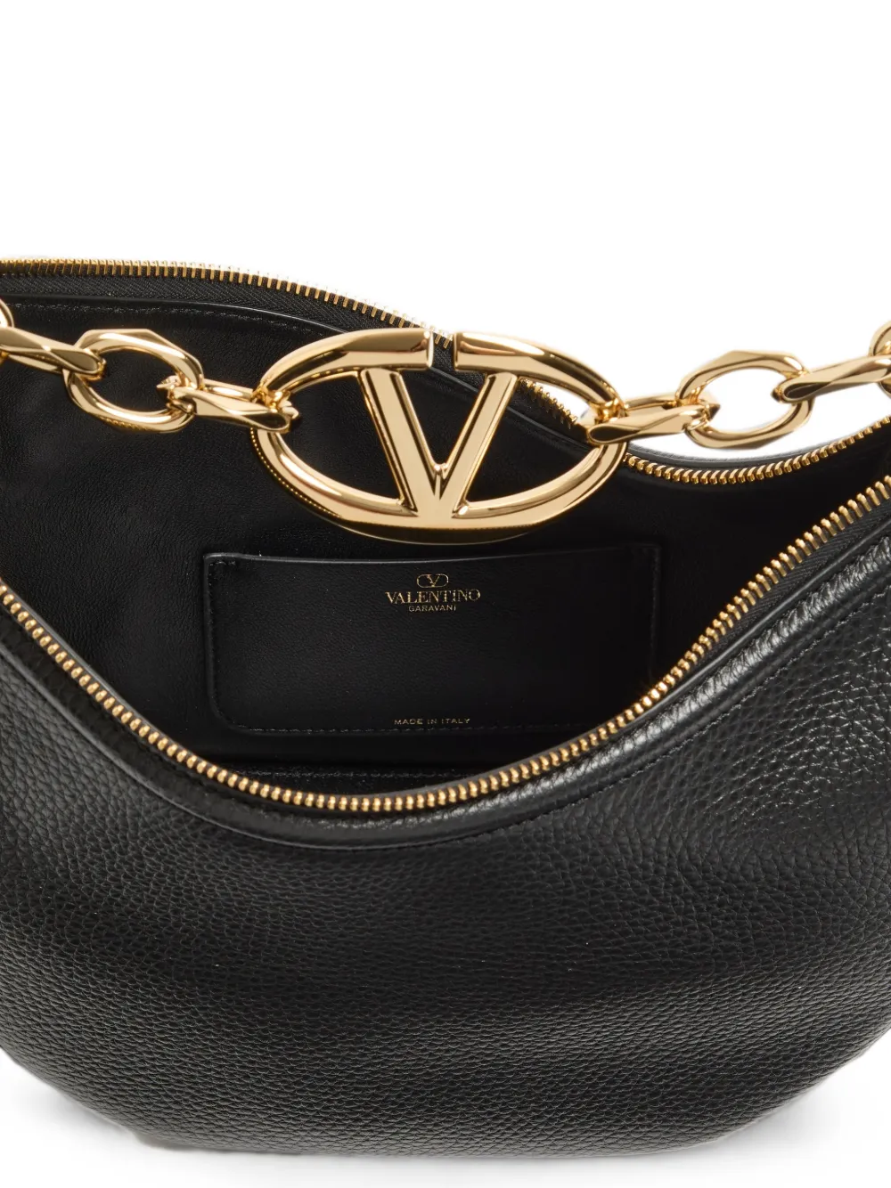 Valentino Garavani VLogo Moon small bag in grainy calfskin with chain Zwart
