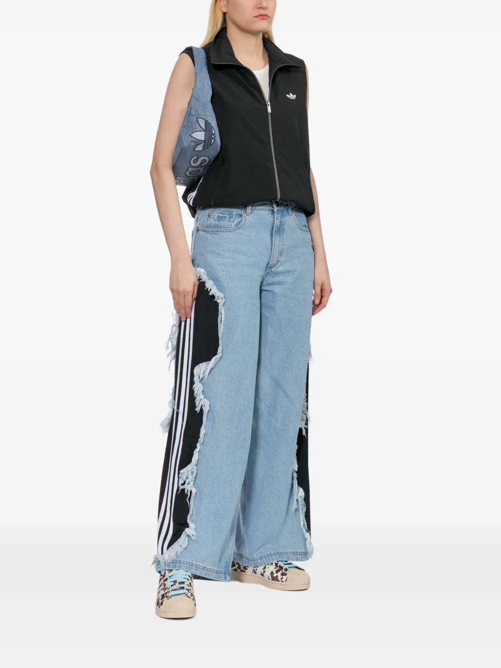 adidas Kleine verwassen schoudertas met logo-print Blauw