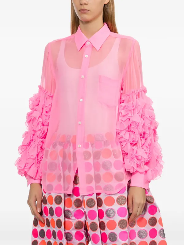 COMME des GARÇONS ピンクラッフルシャツ XS Comme Des Garçons Comme Des Garçons ラッフル シャツ | ピンク
