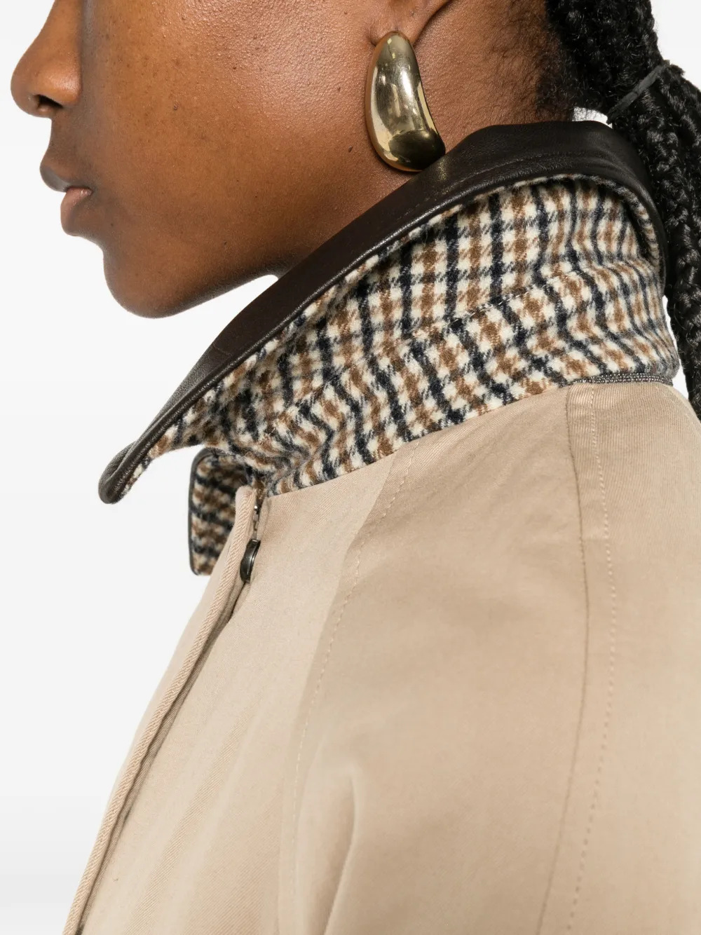 Brunello Cucinelli Jas met leren afwerking Beige
