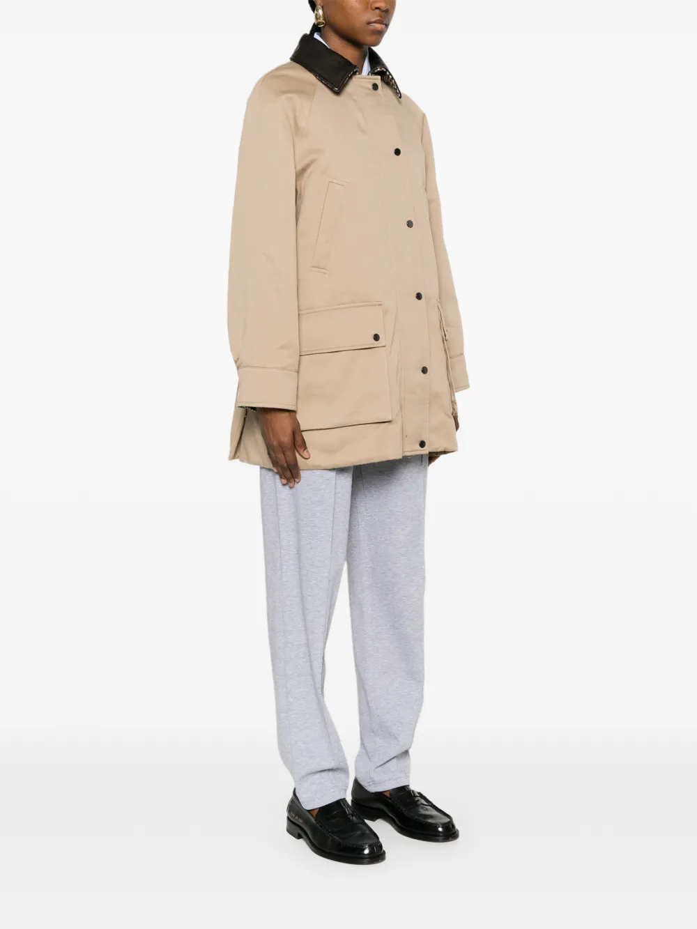 Brunello Cucinelli Jas met leren afwerking Beige