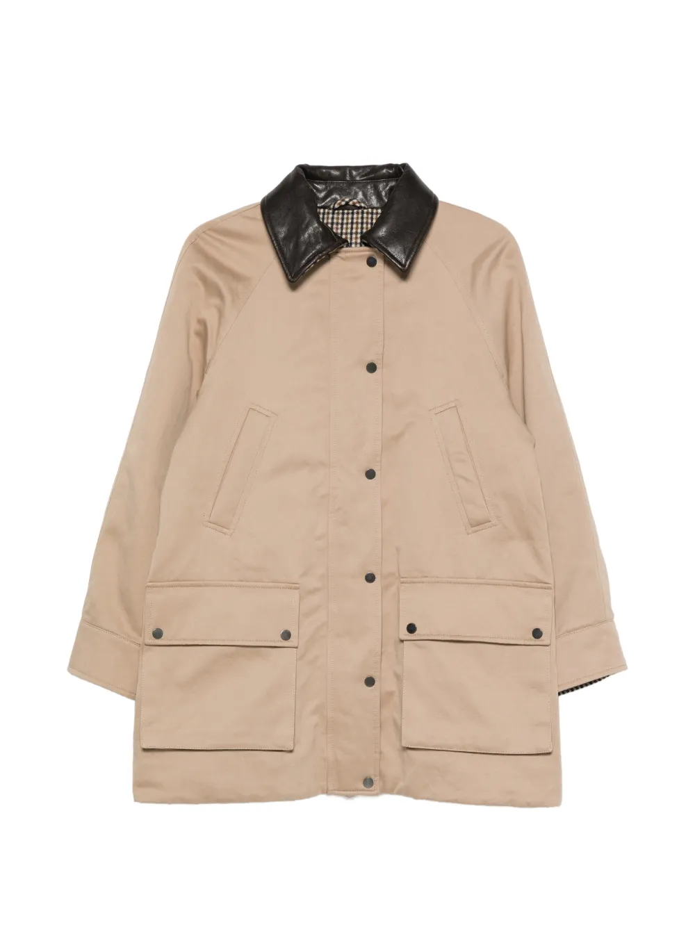 Brunello Cucinelli leather-trim coat - Nude