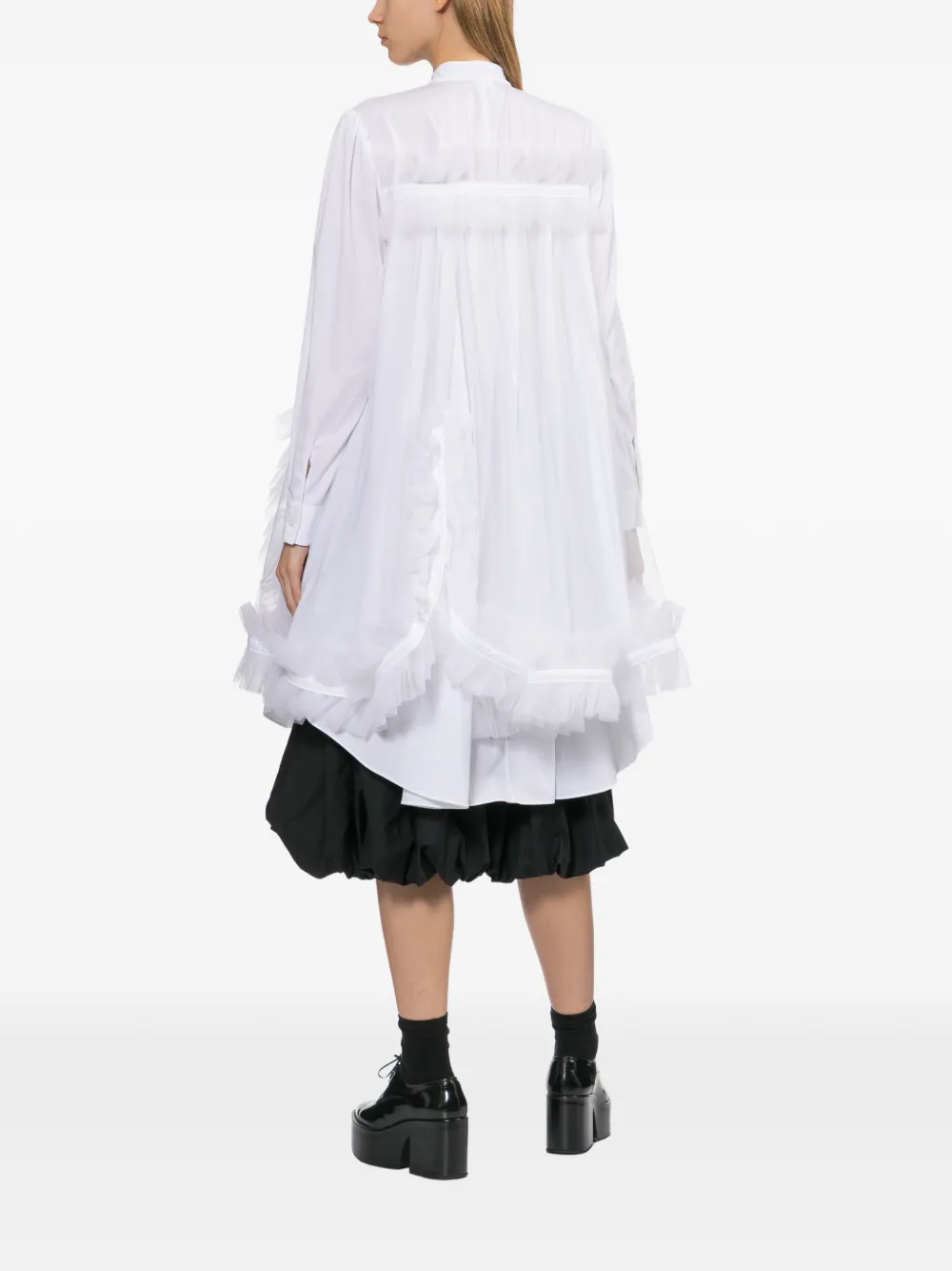 Noir Kei Ninomiya Mini-jurk met ruches Wit