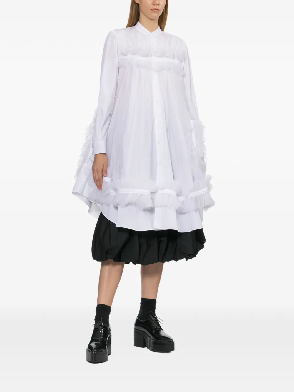 Noir Kei Ninomiya ruffled mini dress - Bianco