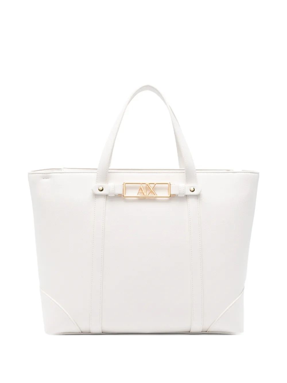 Armani Exchange logo-plaque leather tote bag - Bianco
