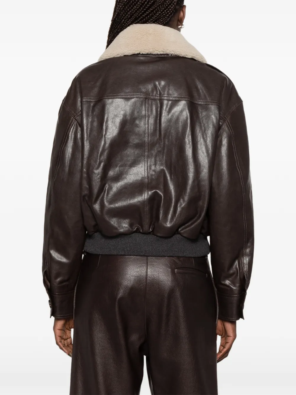 Brunello Cucinelli Leren jack Bruin