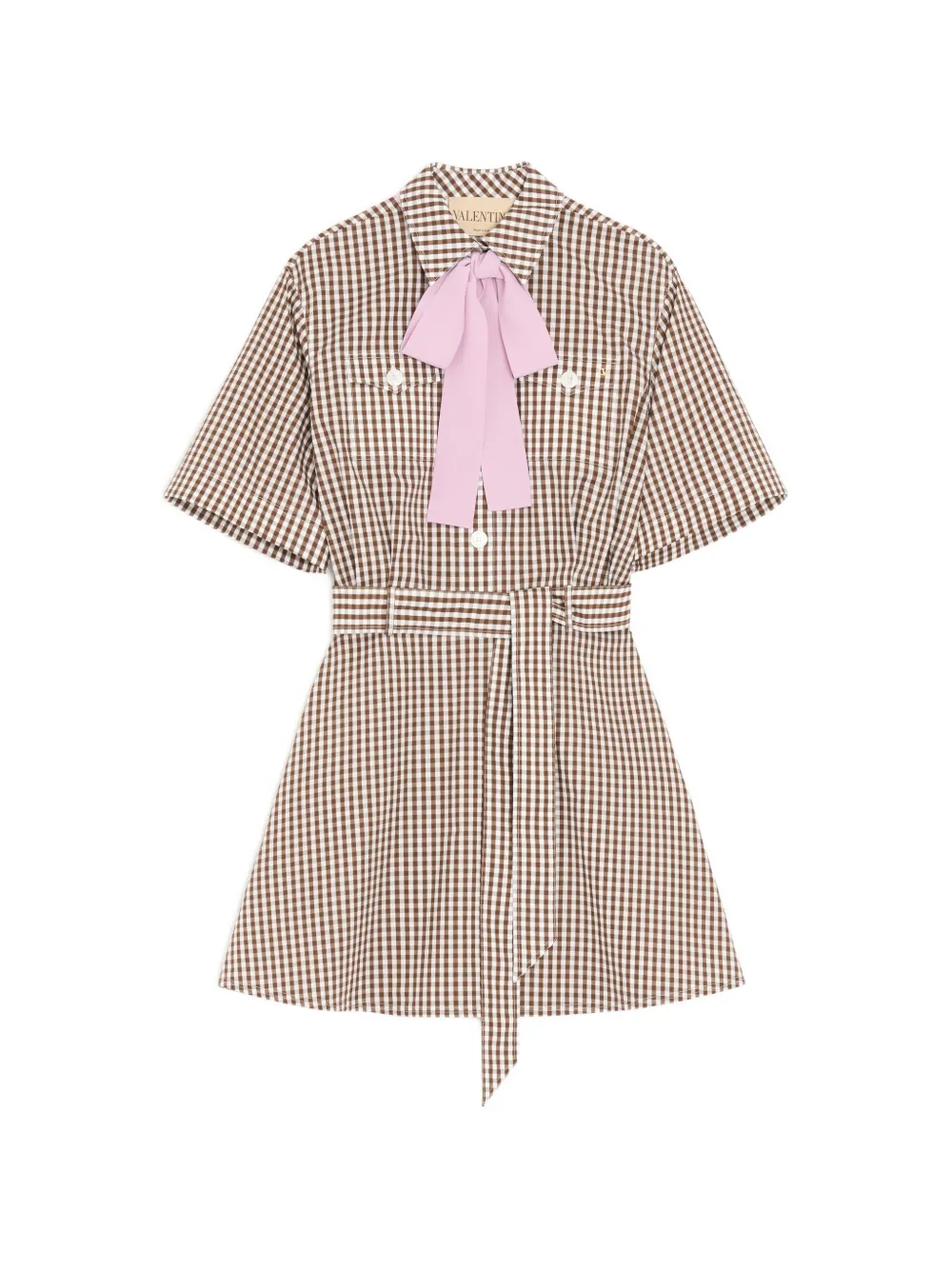 Valentino Garavani short dress in Vichy cotton - Brown