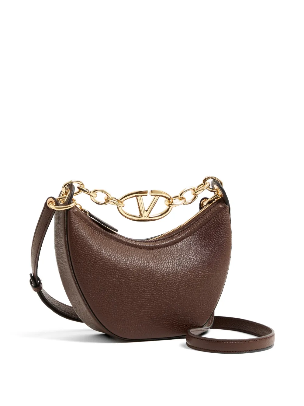 Valentino Garavani VLogo Moon tas van korrelig kalfsleer met ketting Bruin