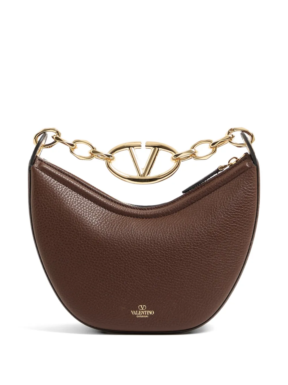 Valentino Garavani VLogo Moon tas van korrelig kalfsleer met ketting Bruin