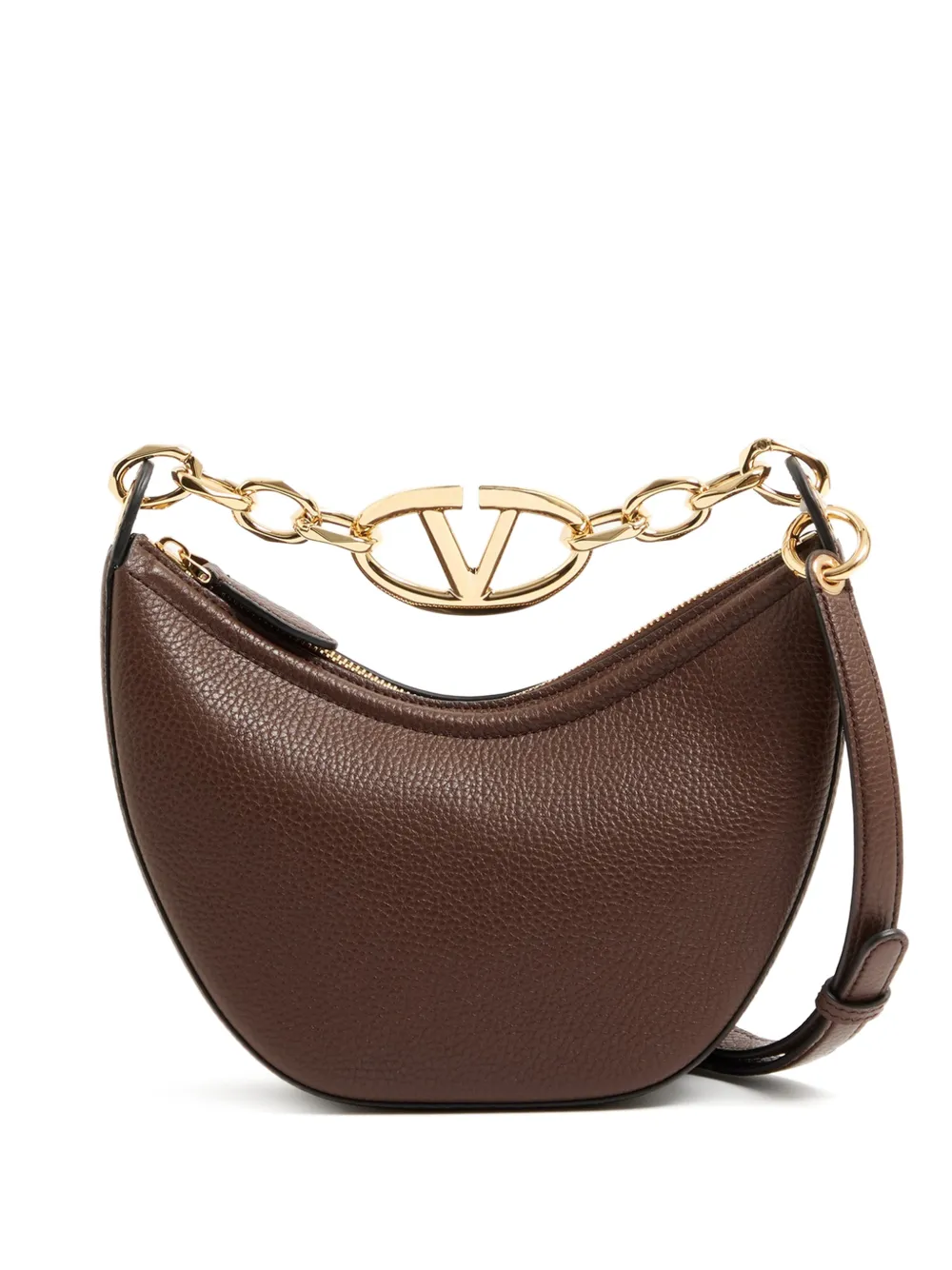 Valentino Garavani Borsa a spalla VLogo Moon mini in pelle di vitello con catena - Marrone