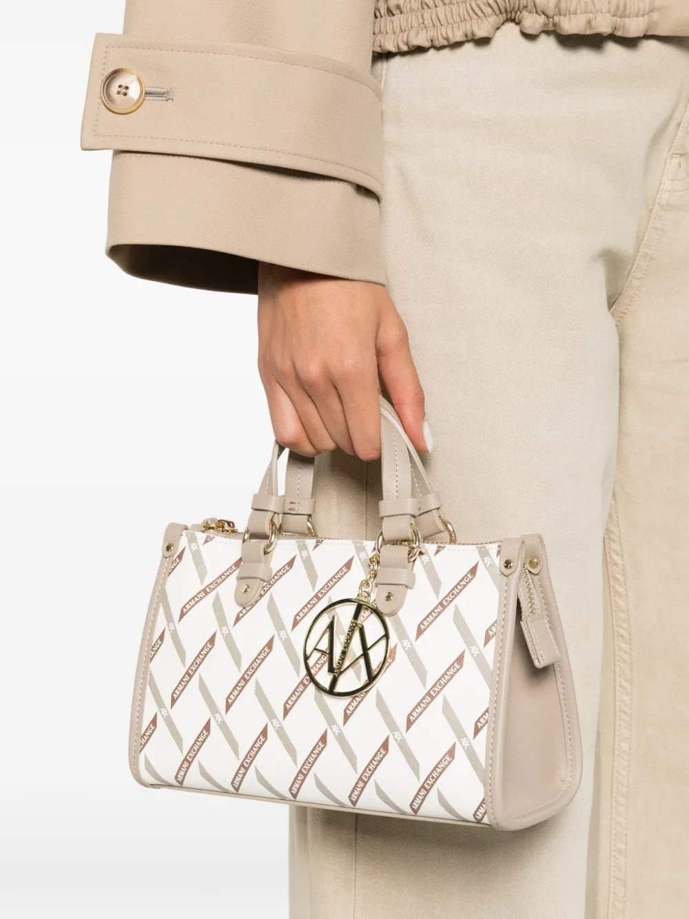 Armani Exchange Shopper met logoprint Wit