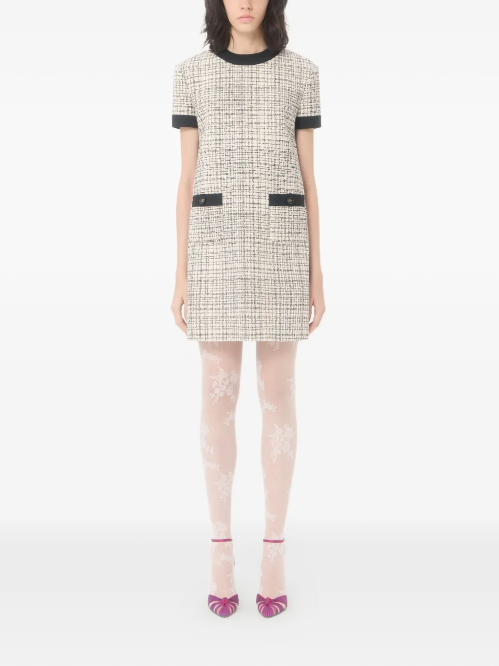 Valentino Garavani Tweed mini-jurk Beige