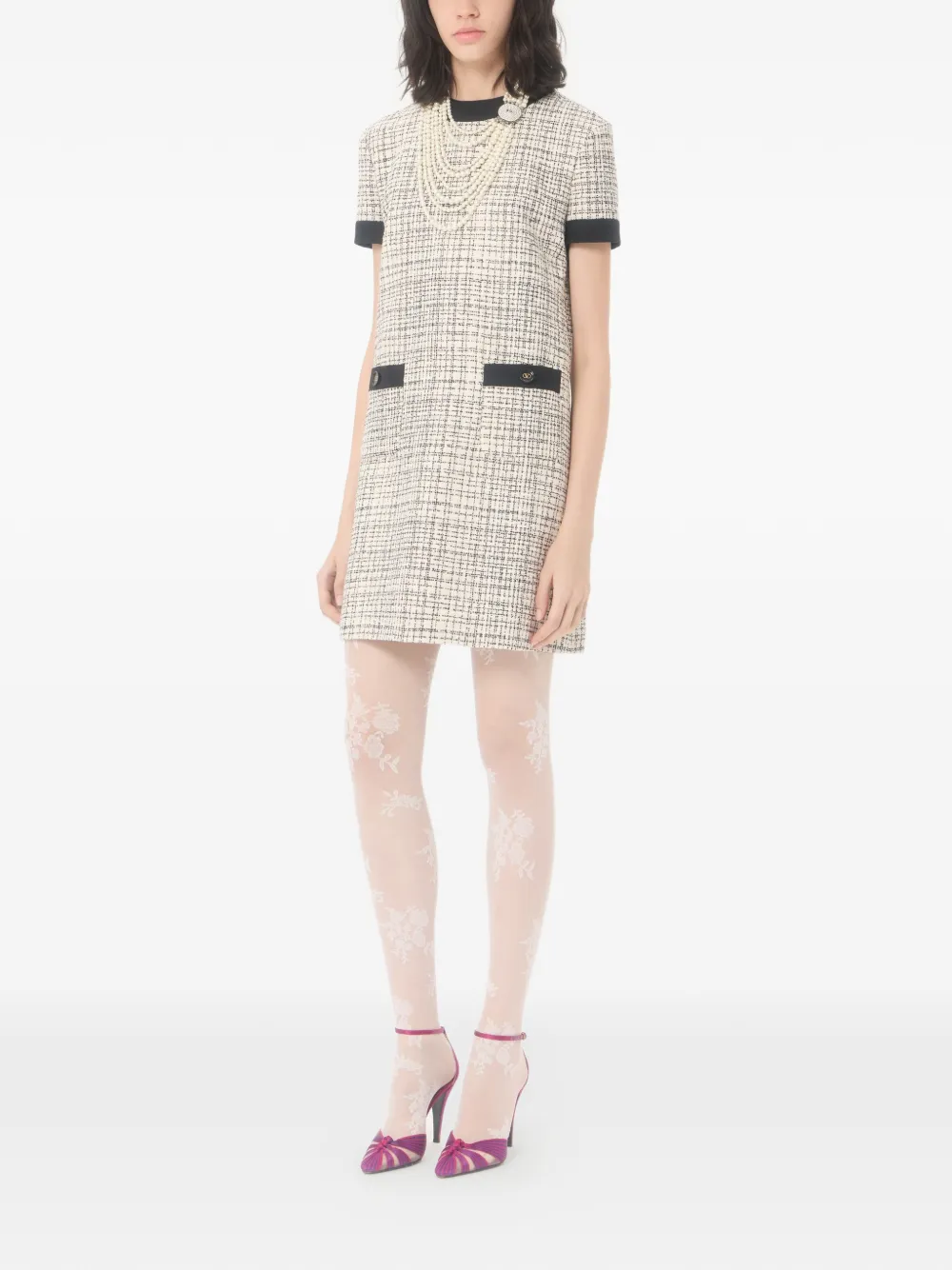 Valentino Garavani Tweed mini-jurk Beige
