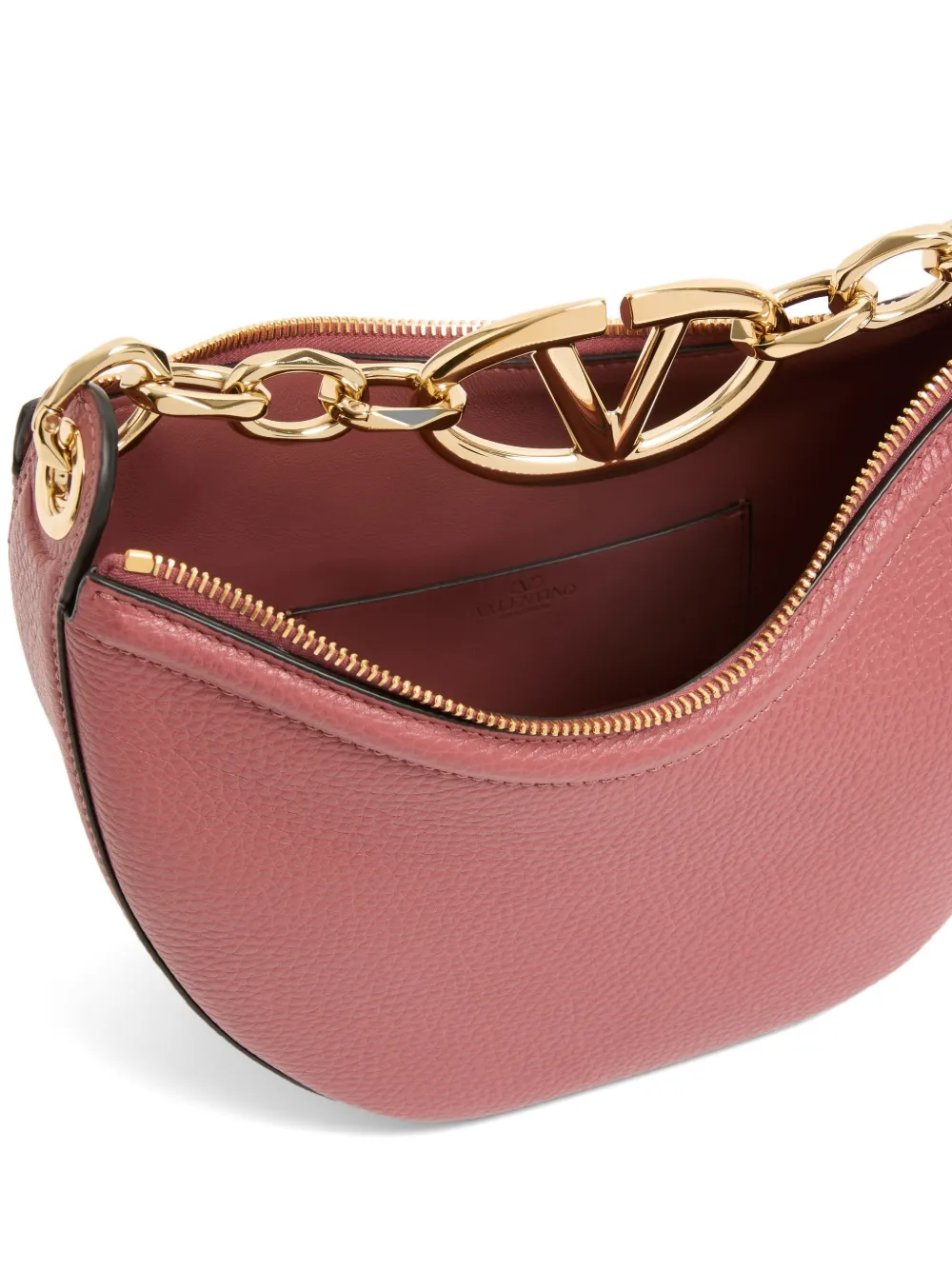 Valentino Garavani VLogo Moon tas van korrelig kalfsleer met ketting Roze