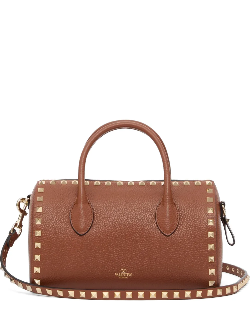 Valentino Garavani Rockstud grainy calfskin handbag - Braun