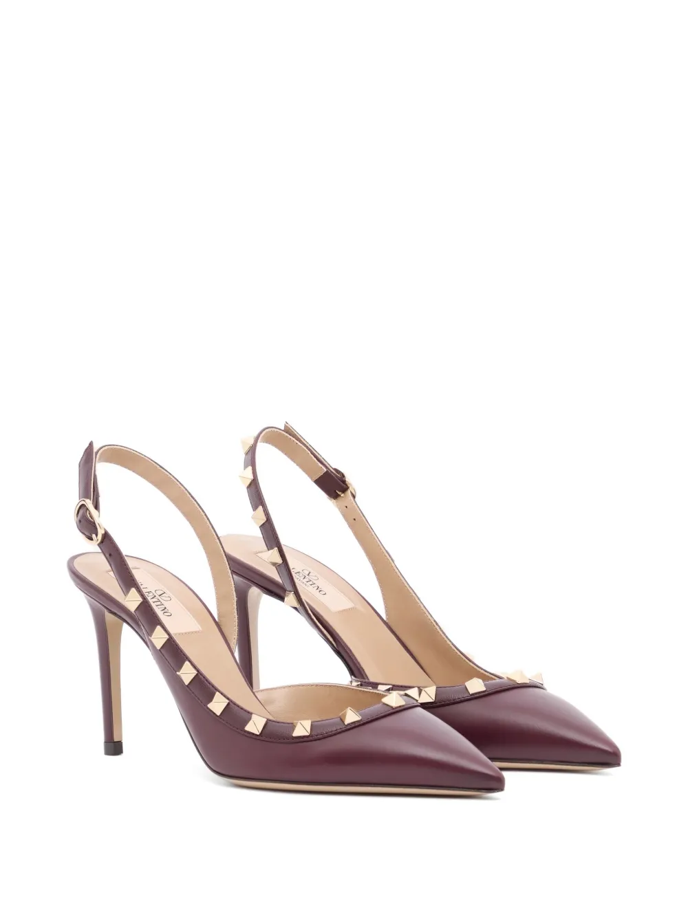 Valentino Garavani Rockstud kalfsleren slingback pumps 85 mm Paars