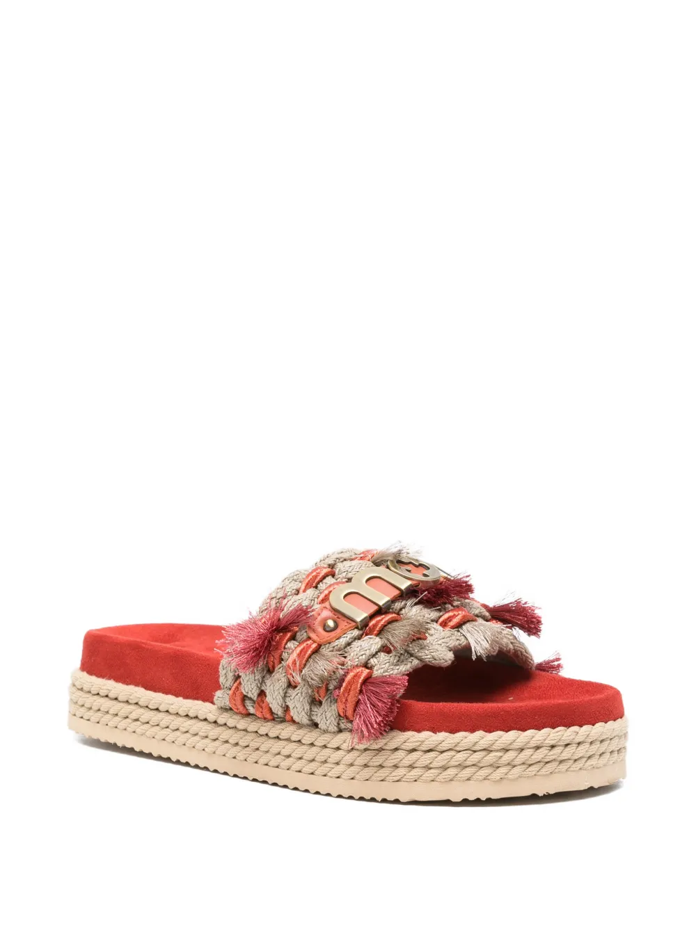 Mou tassel-embellished braided sandals Beige