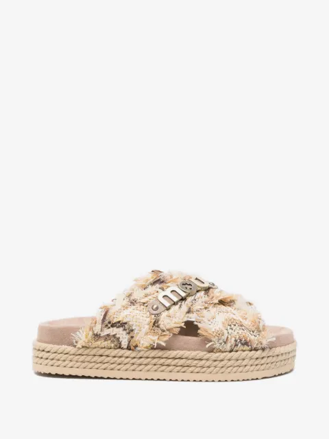 Mou criss-cross raffia sandals