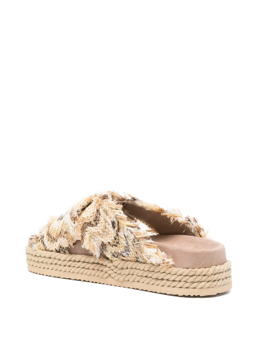 Mou fringed crossover-strap sandals Beige
