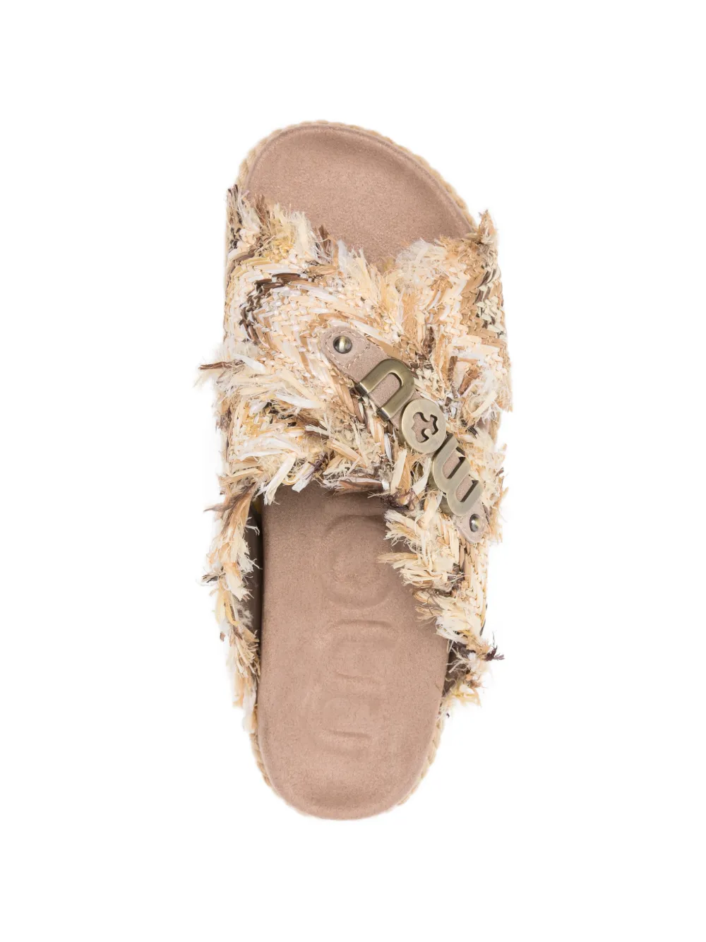 Mou fringed crossover-strap sandals Beige