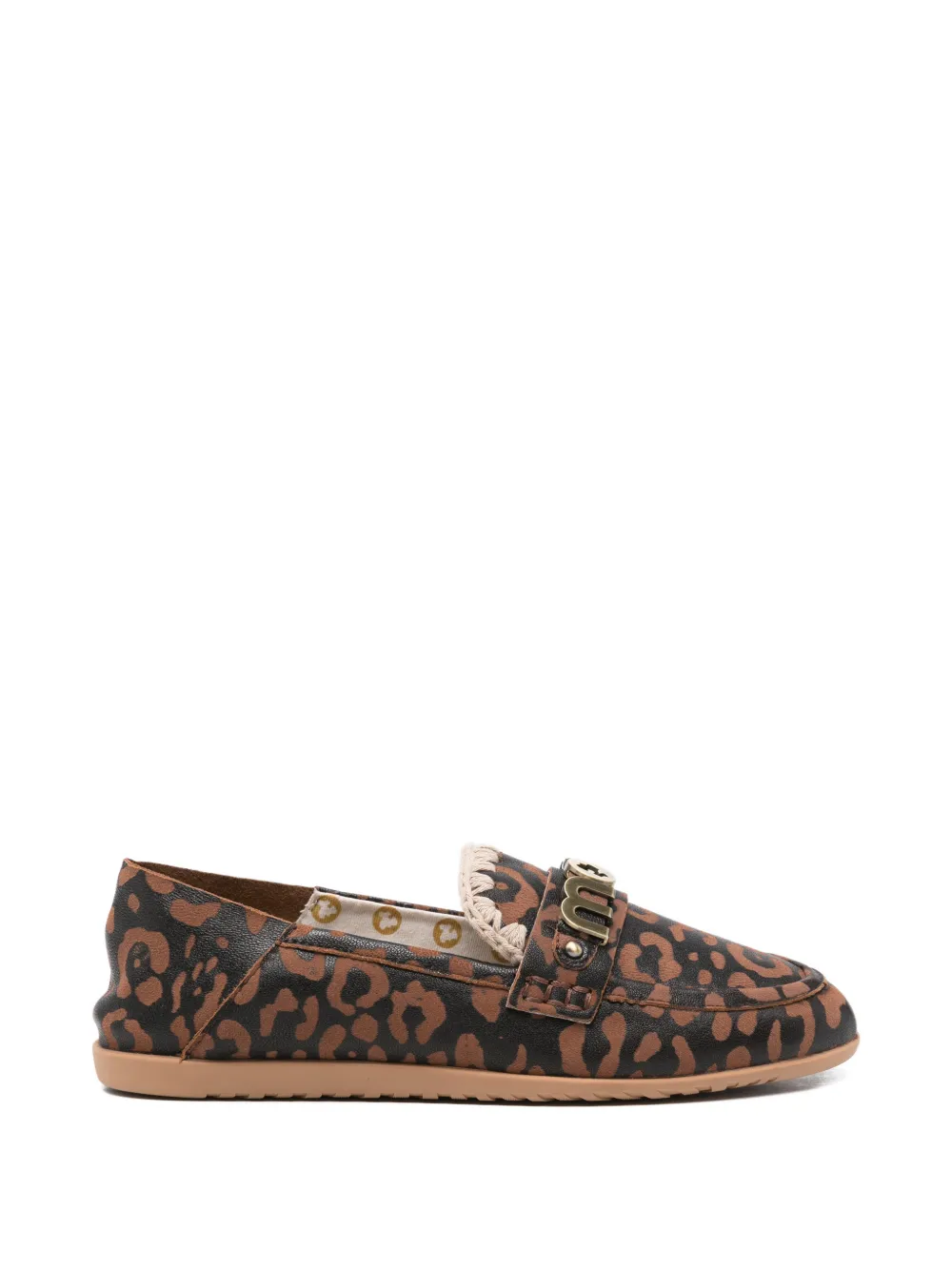 Mou leopard-print logo-plaque loafers - Marrone