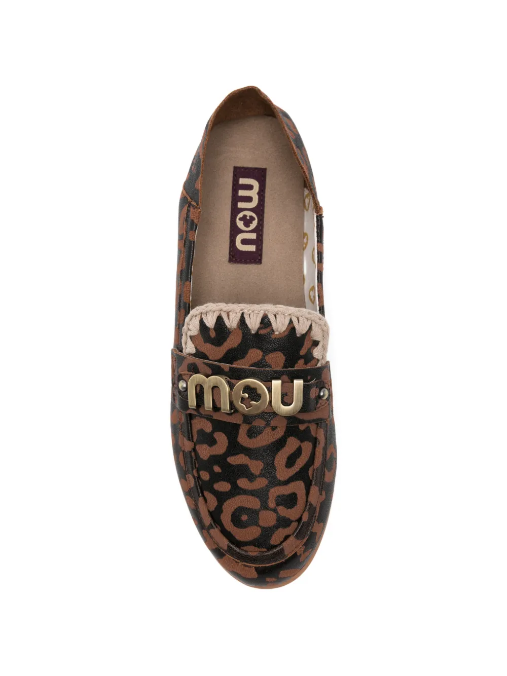 Mou leopard-print logo-plaque loafers Bruin