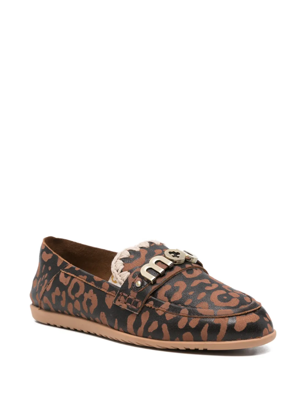 Mou leopard-print logo-plaque loafers Bruin