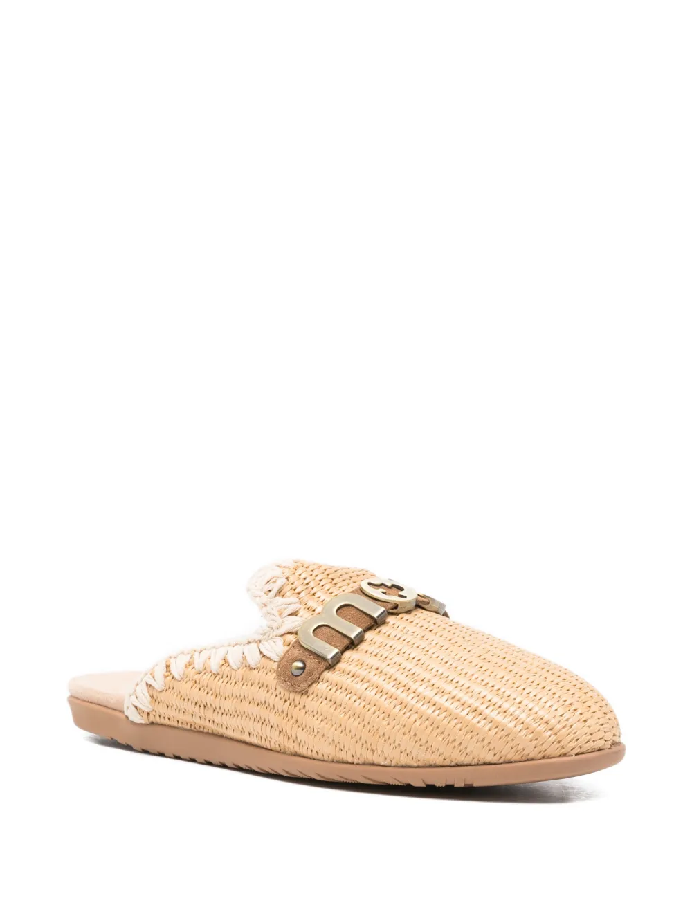 Mou logo-plaque flat mules Beige