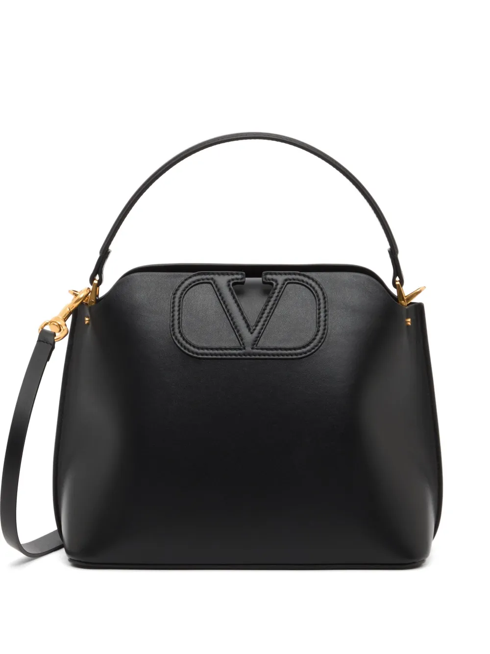 Valentino Garavani Borsa a mano Fill Me In in pelle di vitello - Nero