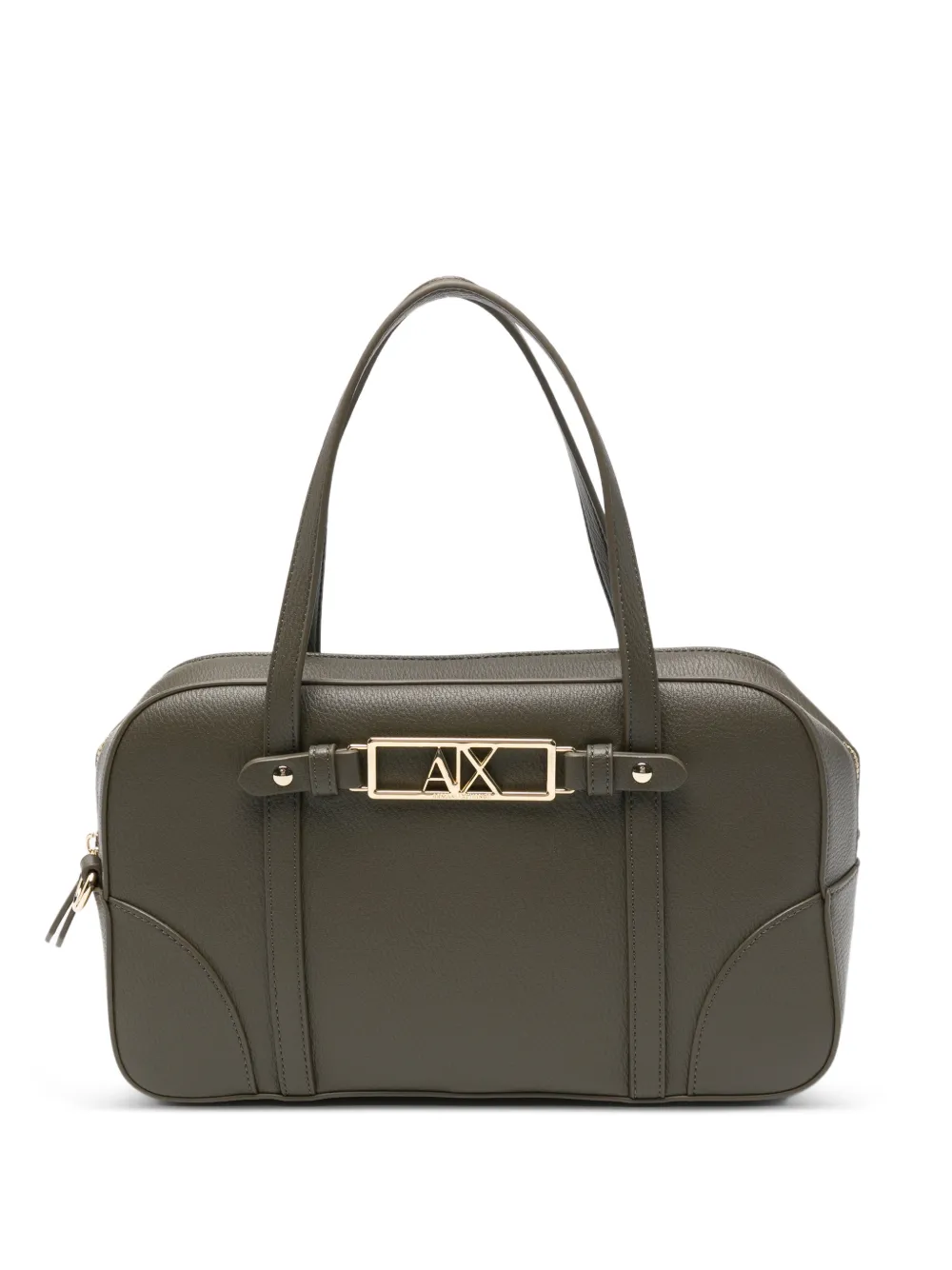 Armani Exchange logo-plaque leather tote bag - Verde