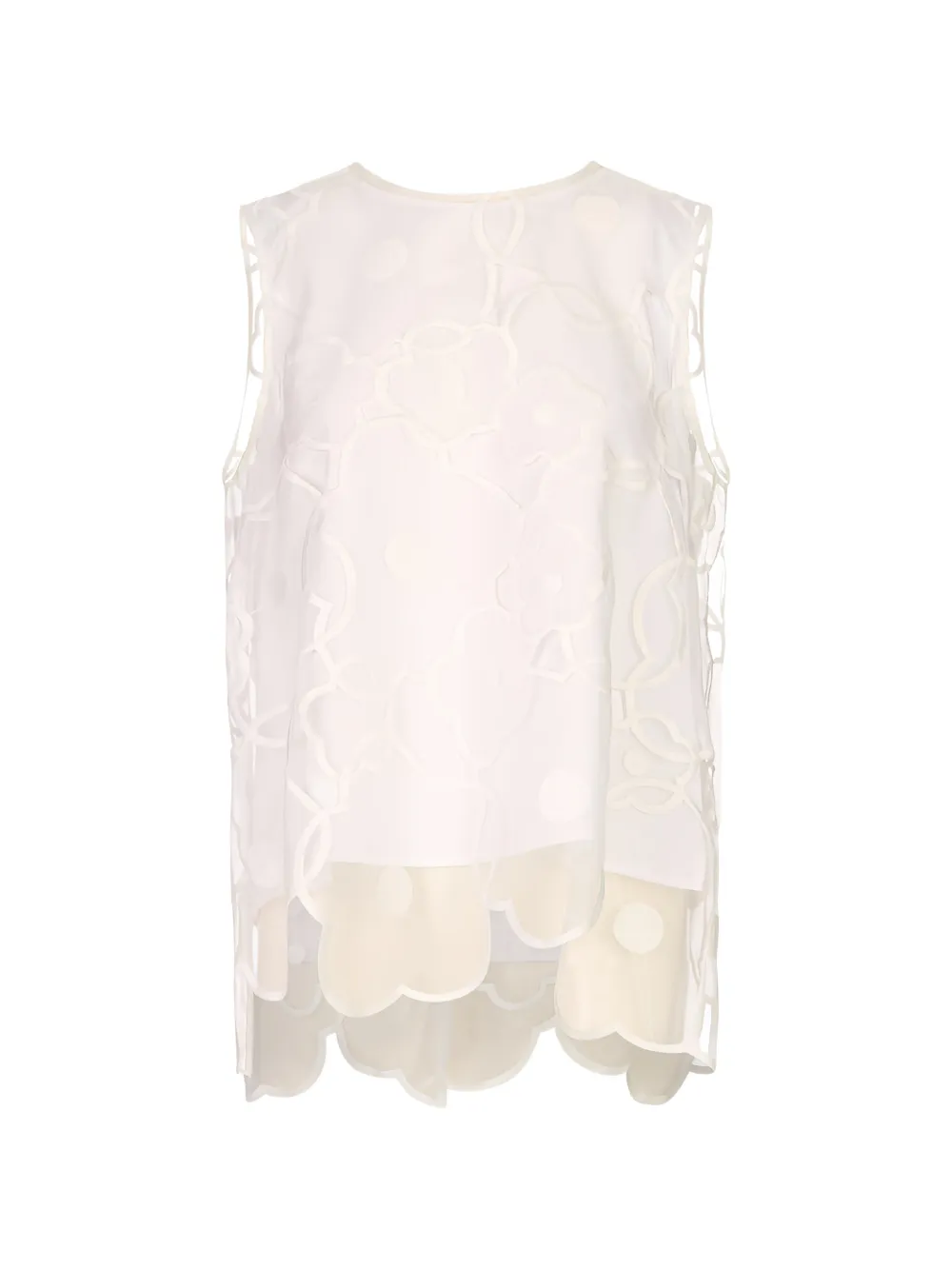 MeimeiJ floral-embroidered scalloped-hem top - Bianco