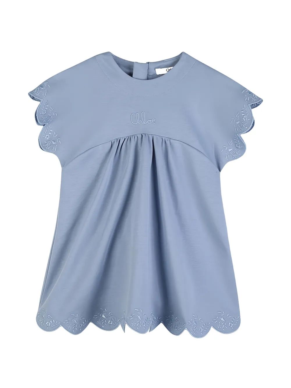 Chloé Kids logo-embroidered dress - Blu